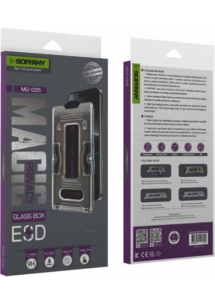 MG035-033 iPhone 16 Pro Max Hayalet Görünümlü Mekanizmalı Temperli Cam Ekran Koruyucu modelleri