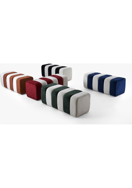Yarmalı Puff Bench Luna V-22 Lacivert-Beyaz modelleri