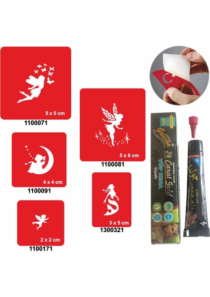 Peri Kızı Desenleri Kına ile Geçici Dövme Yapma Seti