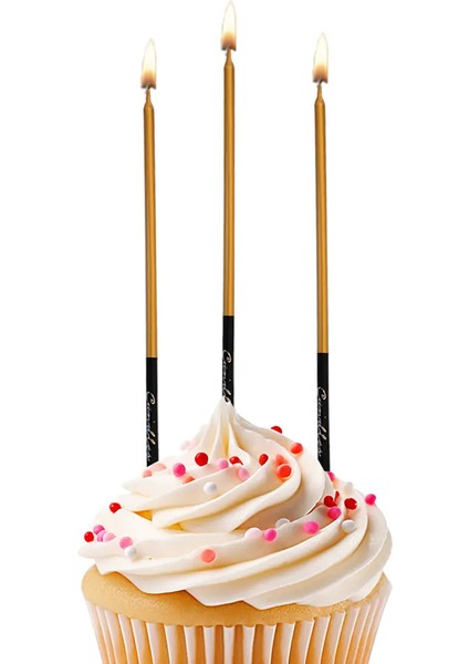 Metalik Siyah Altın Doğum Günü Mumu