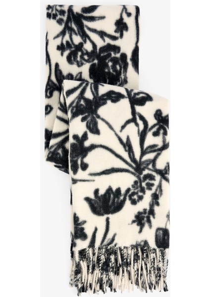 Renkli Flower Çizgili Yumuşak Dokulu Atkı