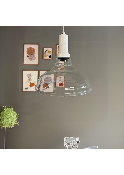 Vishi Cam Şeffaf Tekli Avize Beyaz Fener Başlık Retro Sarkıt Lamba Restoran Salon Aydınlatma modelleri