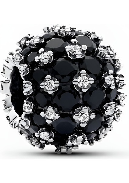 925 Ayar Gümüş Işıltılı Pave Yuvarlak Charm