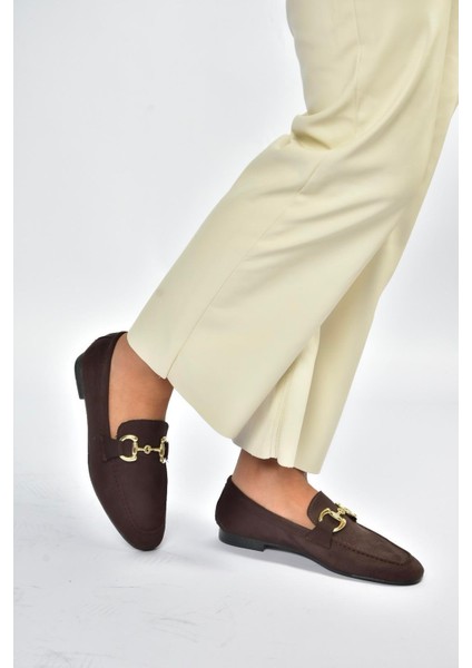 V780161202 Kahverengi Süet Günlük Kadın Ayakkabı