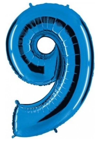 9 Rakamı Mavi Folyo Balon 16 Inch 40 cm