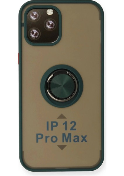 Bfs iPhone 12 Pro Max Kılıf Montreal Yüzüklü Silikon Kapak - Yeşil