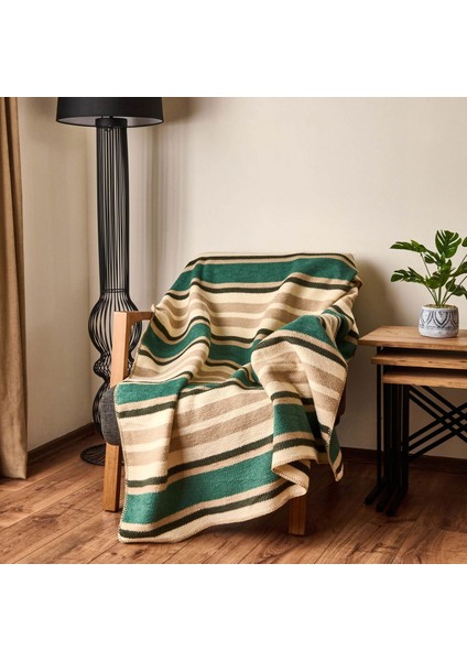 Soft Huzra Pamuklu Tv Battaniyesi - Yeşil - 130X170 cm
