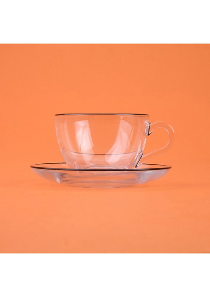 Pure Siyah Rimli 2'li Çay Fincanı Seti - Şeffaf / Siyah - 240 ml modelleri