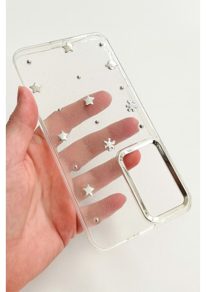 Samsung Galaxy S25 Fe Uyumlu Parlak Şeffaf Silikon Kılıf Metal Desenli, Darbe Emici, Koruma fiyatları