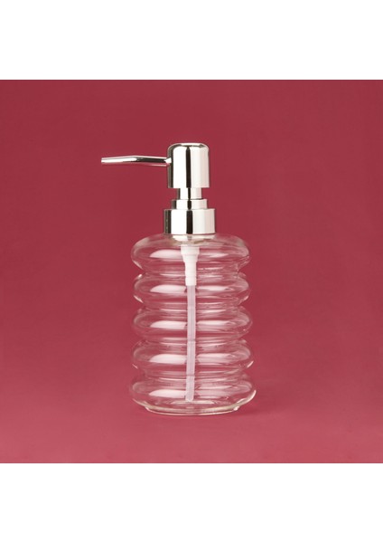 Kapaklı Borosilikat Cam Sıvı Sabunluk - Şeffaf / Gri