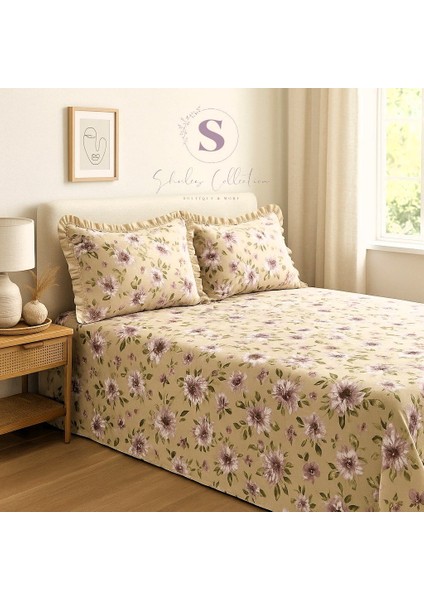 Peony Çiçekli % 100 Pamuk Yatak Çarşafı + Yastık Kılıfı fiyatları