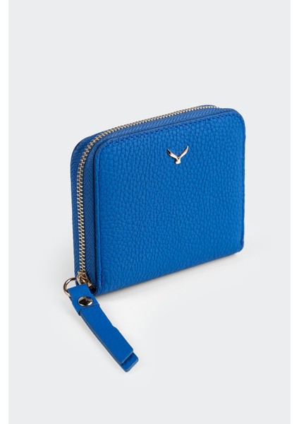 Hakiki Deri, El Yapımı, Kadın Cüzdan, Fermuarlı, 4 Kart Yuvası, 5108 Mavi modelleri