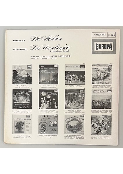 Smetana Schubert Das Philharmonische Orchester Dirigent: Randolph Jones Die Moldau Die Unvollendete Lp Plak (Orijinal 1965 Dönem Alman Baskı Plak) fiyatları