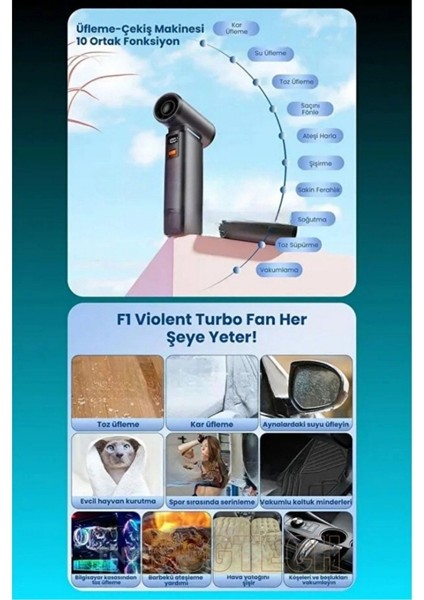 Ultra Güçlü F1 Turbo Jet Fan 130.000 Rpm, 4000MAH Batarya, Vakum & Üfleme indirimleri