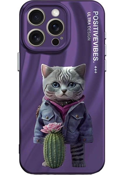 Bfs iPhone 14 Pro Kılıf Crew Desenli Kapak - Kedi