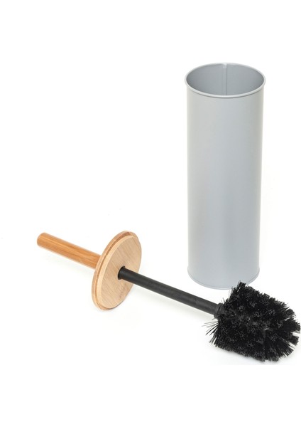 Bambu Saplı Metal Tuvalet Fırçalık - Gri fiyatları