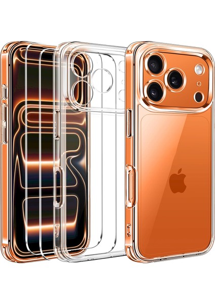 iPhone 17 Pro Kılıf Şeffaf Silikon / Cam Ekran Koruyucu Seti