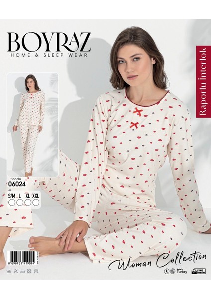 Boyraz 06024 Kadın Uzun Kol Kalpli Pijama Takımı