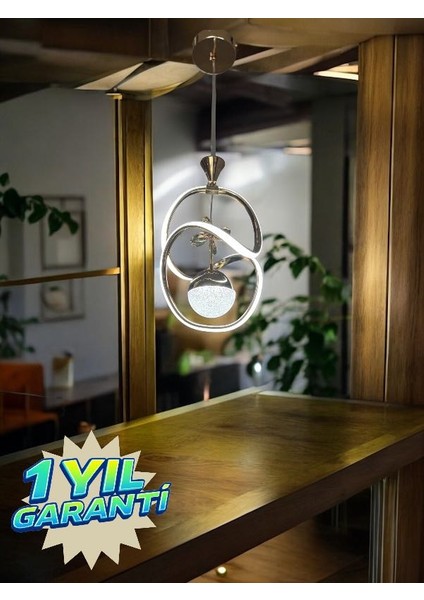 Krom 3 Renk Işık Dron Modern LED Sarkıt Avize Tek Top