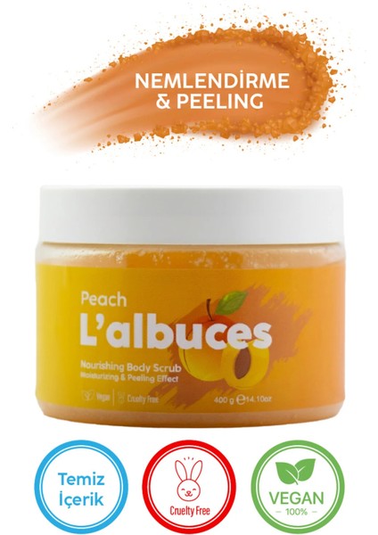 Peach Body Scrub 400GR – Vegan, Temiz Içerikli, Şeftali Kokulu Pürüzsüz Cilt Bakımı