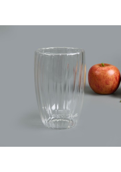 Stripe Çift Cidarlı Bardak - Şeffaf - 450 ml fiyatları