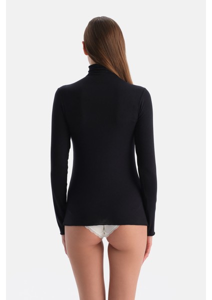 Siyah 5023KC Modal Kaşmir Boğazlı Uzun Kollu Üst fiyatları