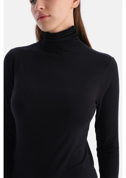 Siyah 5023KC Modal Kaşmir Boğazlı Uzun Kollu Üst indirimleri