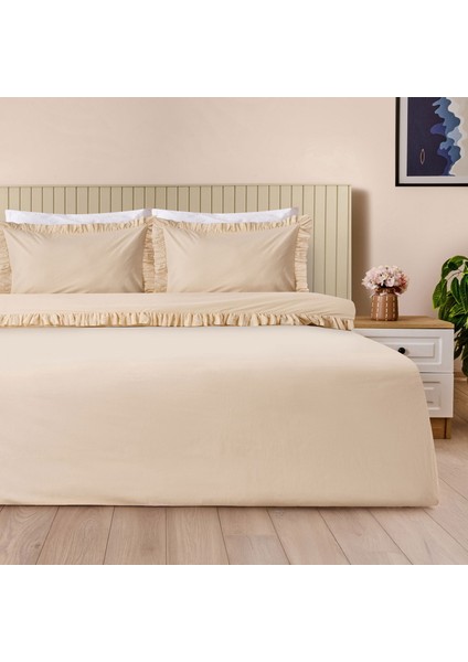 Soft Sabal Çift Kişilik Nevresim Takımı - Ekru