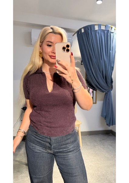 Tüylü Yaka Fermaur Detaylı Bluz fırsatları