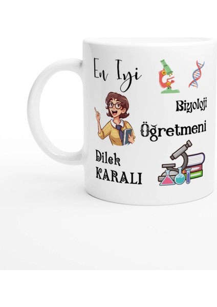 Biyoloji Öğretmeni Hediyesi – Kişiye Özel Porselen Kupa Bardak, Çift Taraf Baskılı, 300 Ml, Kutulu fiyatları