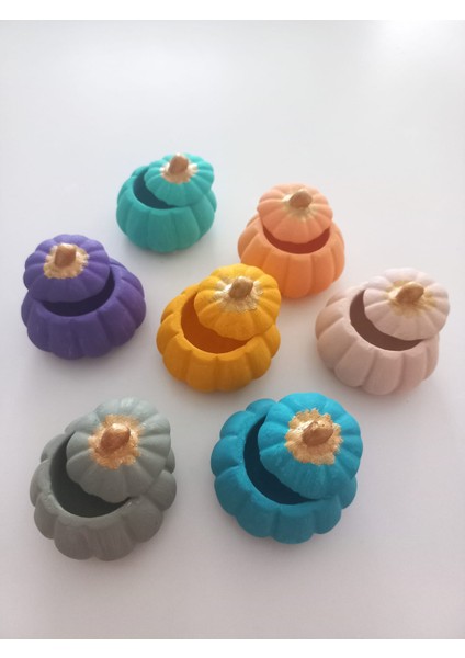 Mini Balkabağı 6'lı Lokumluk, Kahve Yanı sunumluk Renkli Dekoratif Obje