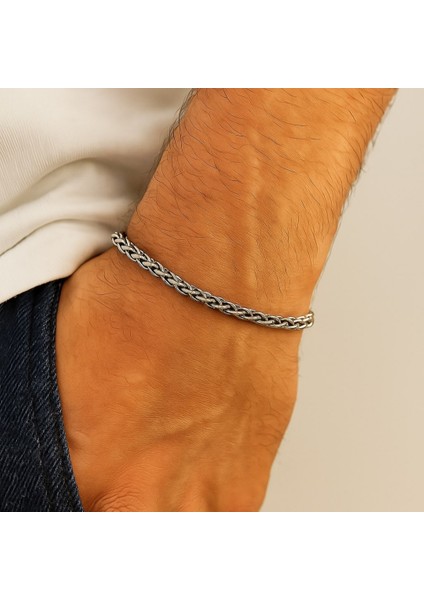Gümüş Kaplama Unisex BILEKLIK-21CM Uzunluk-3 mm Orta Kalınlık modelleri