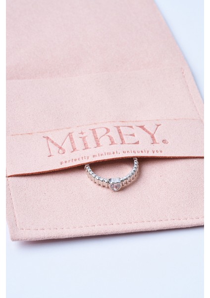 Taş Kalpli Silver Ayarlanabilir Çelik Yüzük