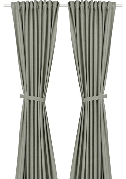 Lenda Fon Perde / 2 Kanat Açık Gri Yeşil 140 x 300 cm Işık Filtreleyici Pamuk