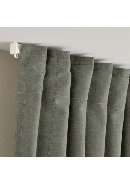 Lenda Fon Perde / 2 Kanat Açık Gri Yeşil 140 x 300 cm Işık Filtreleyici Pamuk fırsatları