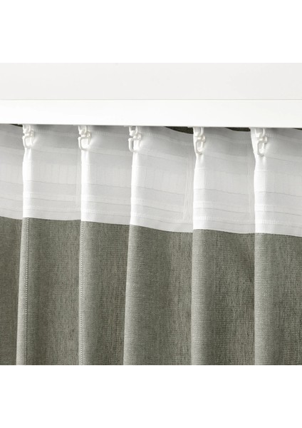 Lenda Fon Perde / 2 Kanat Açık Gri Yeşil 140 x 300 cm Işık Filtreleyici Pamuk indirimleri