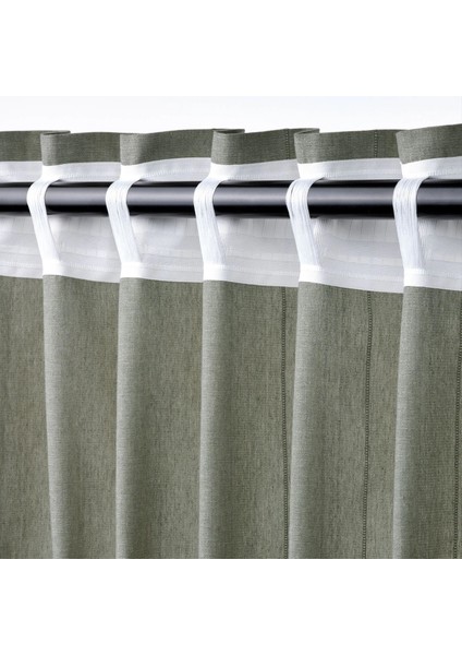 Lenda Fon Perde / 2 Kanat Açık Gri Yeşil 140 x 300 cm Işık Filtreleyici Pamuk