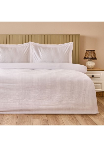 Soft Dobby Weave Çift Kişilik Nevresim Takımı - Beyaz