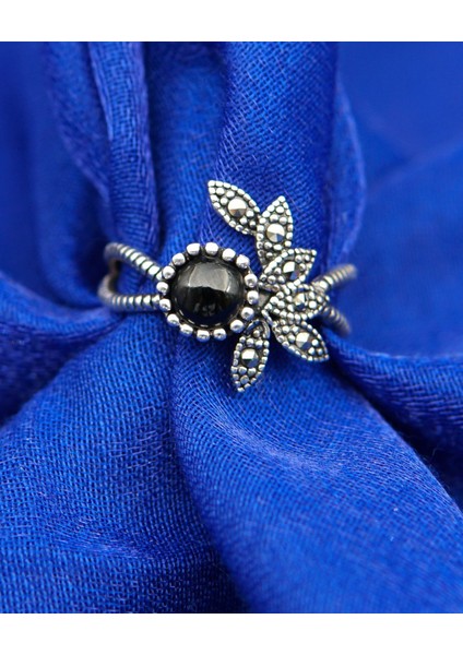 925 Ayar Kadın Gümüş Oltu Taşı Yüzük SY00058 modelleri