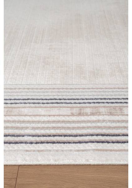 Indigo ID005M Krem Mavi Klasik Çerçeveli Desen Akrilik Iplik Tozuaz Pamuk Taban Salon Mutfak Halısı modelleri