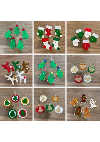 El Yapımı Yılbaşı Ağacı Süsü, Çam Ağacı Süsü, Noel Ağacı Süsü, 5'li Keçe Yılbaşı Çorabı fırsatları