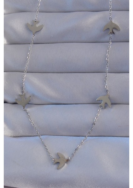 316L Çelik Gümüş Renk Kuş Model Kolye KLY-88548