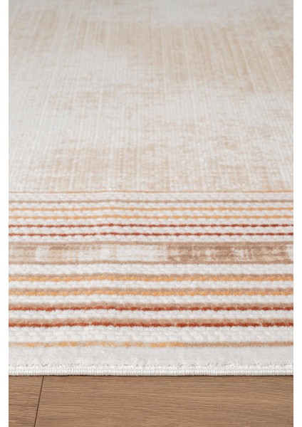 Indigo ID005T Krem Bej Klasik Çerçeveli Desen Akrilik Iplik Tozuaz Pamuk Taban Salon Mutfak Halısı modelleri