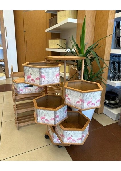 Ahşap Altıgen Sebzelik 5 Katlı Yana Açılır Patates Soğan Tekerlekli Sebzelik Flamingo fiyatları