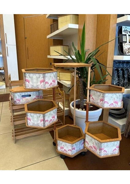 Ahşap Altıgen Sebzelik 5 Katlı Yana Açılır Patates Soğan Tekerlekli Sebzelik Flamingo modelleri