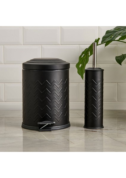 Bath Desenli 2'li Banyo Seti - Siyah