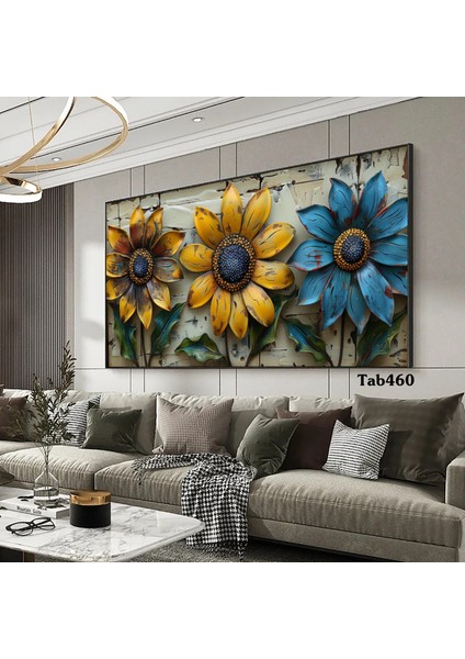 Renkli Günebakan Çiçeği Kanvas (Led) Işıklı Tablo