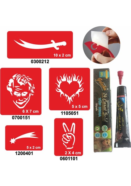 Kılıç Joker Desenleri Hint Kınası ile Geçici Dövme Yapma Seti