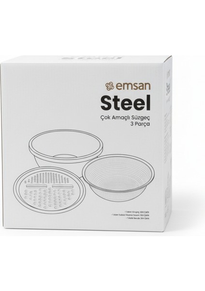 Steel Çok Amaçlı Süzgeç 3 Parça fırsatları