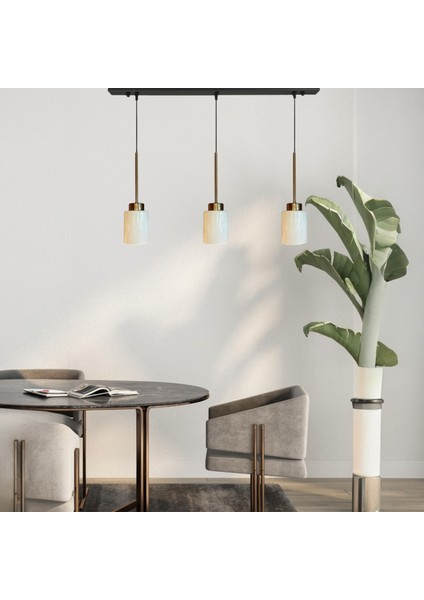 Tiny Beyaz Cam Üçlü Avize Ince Eskitme Başlık Retro Sarkıt Lamba Restoran Salon Aydınlatma fiyatları